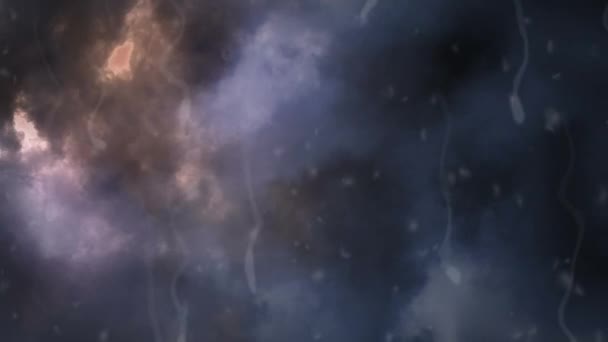 Animation numérique de regarder la tempête à travers une fenêtre. Le panneau de fenêtre a gouttelettes d'eau goutte à goutte 