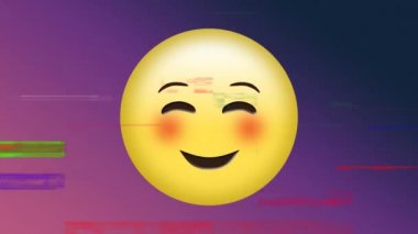 Piksel gürültü ile mutlu bir yüz emoji dijital animasyon