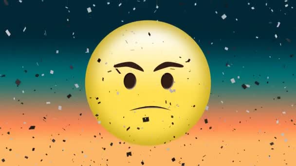 Digital Animation Angry Face Emoji Digital Confetti — Stock Video