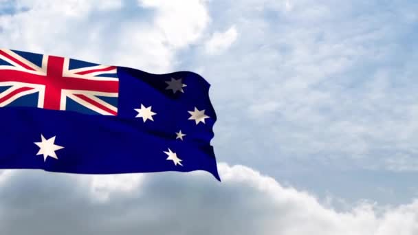 Digital Animation Australian Flag Waving Sky Background — Stock Video