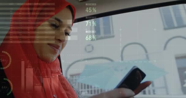 Κοντά Μια Αραβική Γυναίκα Που Φοράει Ένα Μήνυμα Μαντίλα Στο — Αρχείο Βίντεο