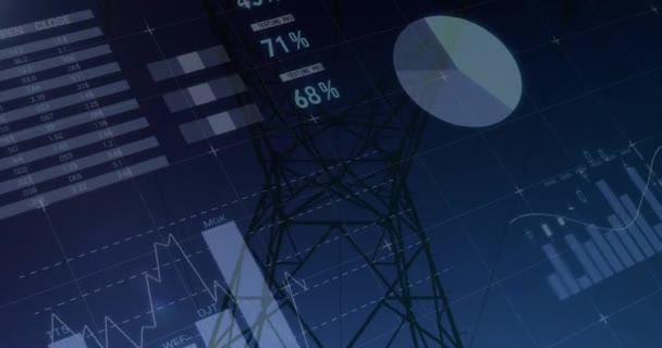 Digitale Animation Von Diagrammen Und Statistiken Die Vordergrund Laufen Hinter — Stockvideo