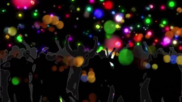 背景が輝くボケライトで群衆のパーティーのデジタル生成アニメーション — ストック動画