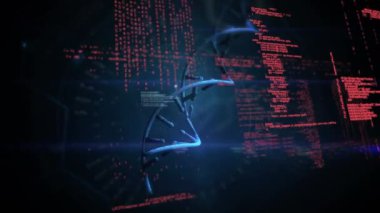 Arka plan program kodlarını gösterirken kelime kanıt ile bir Dna çift sarlak dijital olarak oluşturulan animasyon.