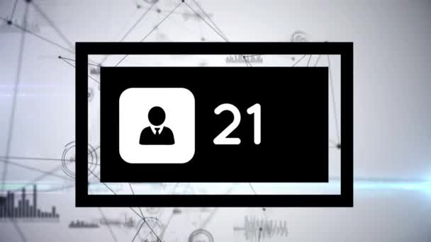Digital Generierte Animation Eines Profilsymbols Mit Steigenden Zahlen Während Der — Stockvideo