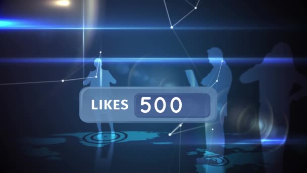 Digitaal Gegenereerde Animatie Van Een Likes Knop Met Toenemende Aantallen — Stockvideo