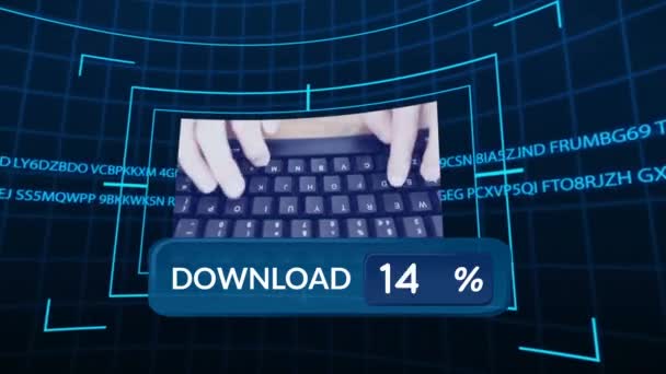 Digitally Generated Animation Download Progress Bar While Square Patterned Background — Stock Video