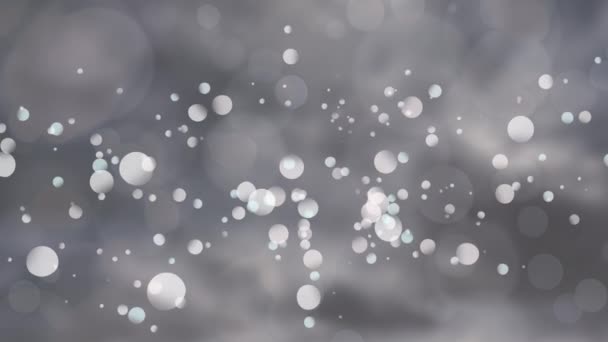 Digitally Generated Animation White Bokeh Lights Moving Screen Cloudy Grey — Stock Video