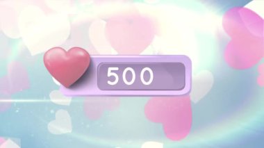 Artan sayılar ve arka planda hareket eden kalp simgesinin dijital animasyonu