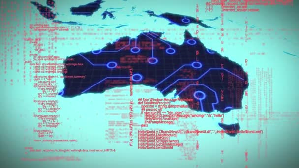 Animação Digital Códigos Programa Movimento Tela Com Fundo Mapa Mundo — Vídeo de Stock