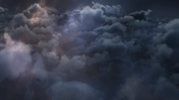 Animação Gerada Digitalmente Trovões Céu Com Nuvens — Vídeo de Stock
