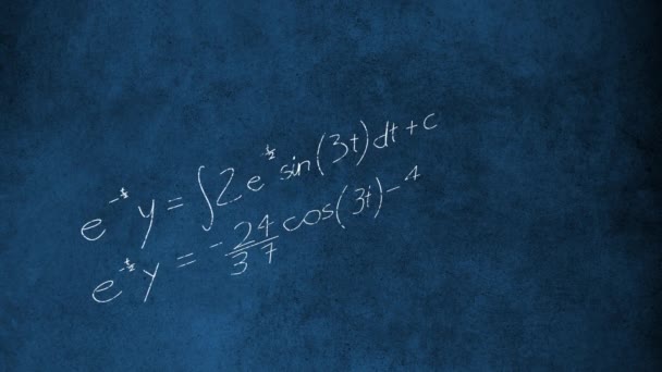 Animação Gerada Digitalmente Equações Matemáticas Movendo Tela Contra Fundo Azul — Vídeo de Stock