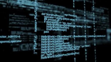 Ekranda glitches ile hareket eden program kodlarıdijital animasyon