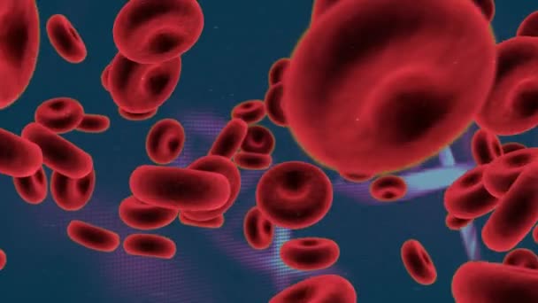 Dna Çift Sarlis Dönen Ekranda Hareket Kırmızı Kan Hücrelerinin Dijital — Stok video