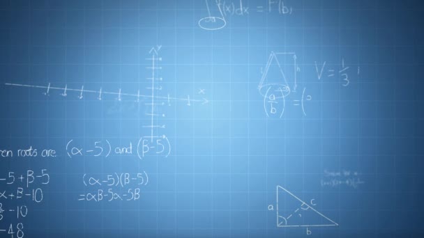 Digitální Animace Matematických Rovnic Čtvercovými Vzory — Stock video