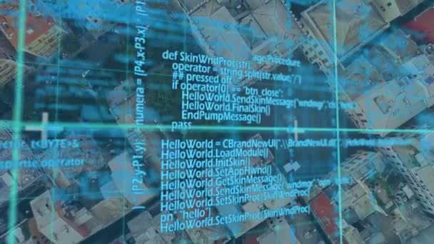 Animação Digital Códigos Programa Movimento Tela Com Padrões Quadrados Fundo — Vídeo de Stock