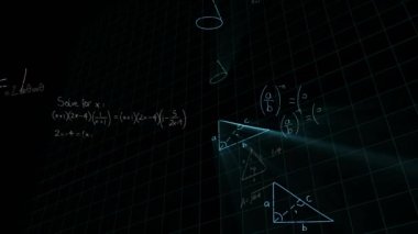 Matematiksel denklemlerin dijital animasyonu ekranda hareket