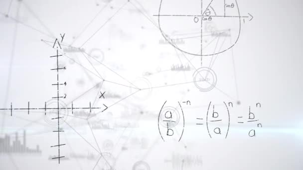 数学方程的数字动画和屏幕中移动的不对称线 — 图库视频影像