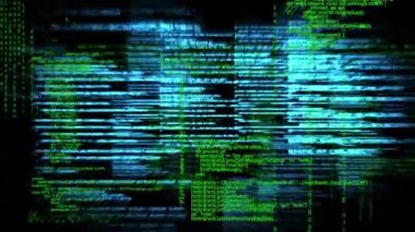 Siyah arka planda hareket eden program kodlarının dijital animasyonu