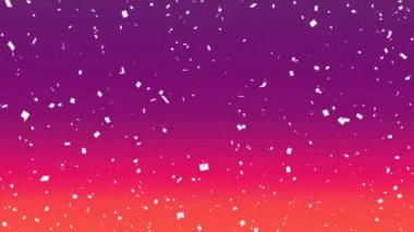 Renkli bir arka plan aleyhine ekrana düşen beyaz konfeti dijital animasyon