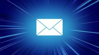 Mavi arka plana karşı artan sayılara sahip bir ileti zarfının dijital animasyonu