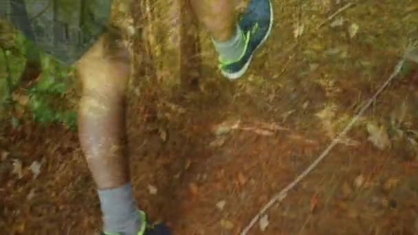Composito Digitale Uomo Che Jogging Con Uno Sfondo Una Foresta — Video Stock