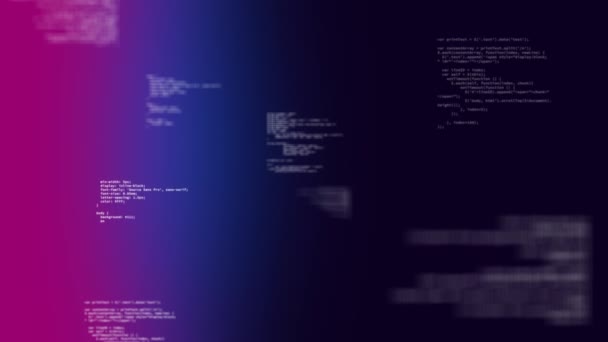 Animation Binary Codes Moving Pink Purple Dark Blue Background — Stock Video
