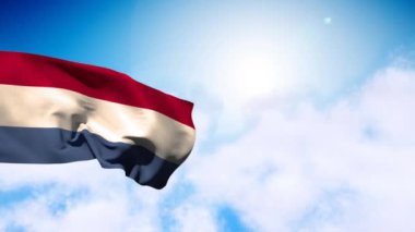 Gökyüzü ne zabıtasına el sallayan Hollanda bayrağının dijital bileşimi.