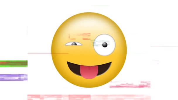 Emoji Amarelo Piscando Com Olho Colocar Língua Para Fora Contra — Vídeo de Stock