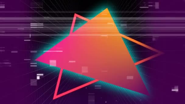 Animation Colorful Triangles White Colored Noise Purple Background — Stock Video