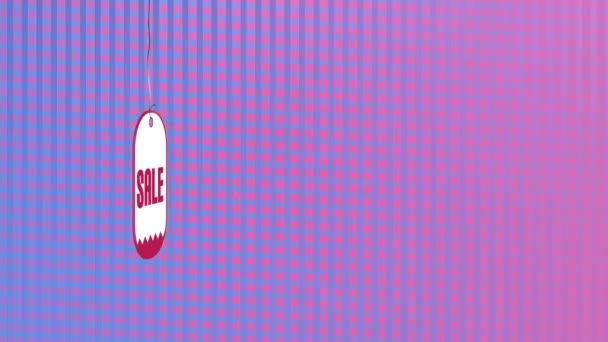 Цифрова Анімація Продажу Віньєтки Обертається Фіолетовому Синьому Фоні — стокове відео