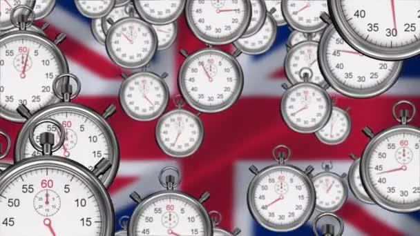 背景上英国地图的一系列下降计时器的数字动画 — 图库视频影像