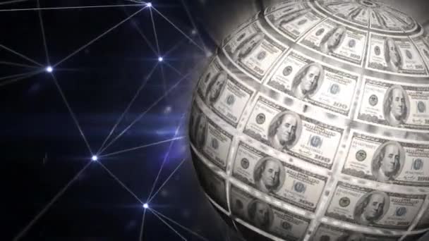 Digitale Animation Eines Rotierenden Globus Mit Uns Dollar Währung Mit — Stockvideo