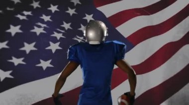 Bir futbolcu ve arka planda rüzgar karşı sallayarak bir Amerikan bayrağı dijital kompozit