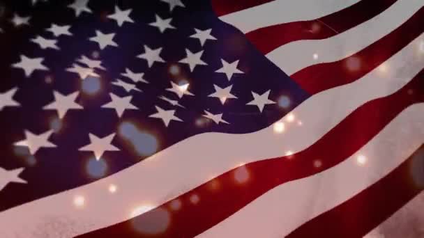 Digital Composite American Flag Glowing Spheres Lights — Stock Video