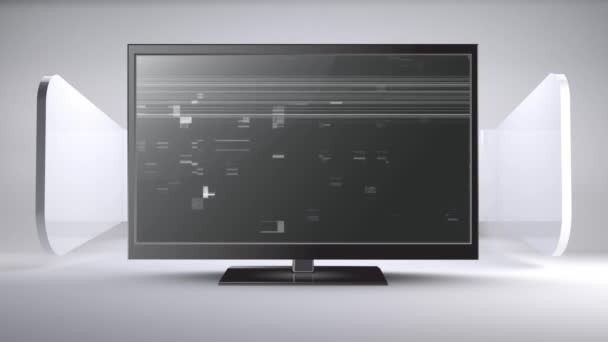 Cyfrowa Animacja Telewizora Płaskim Ekranem Hałasem Statycznym — Wideo stockowe