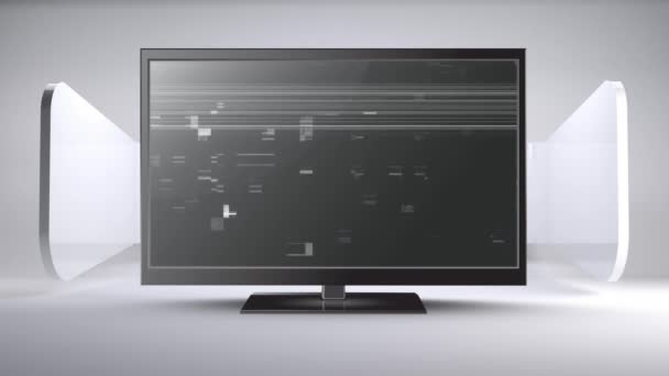 Animación Digital Televisor Pantalla Plana Con Ruido Estático — Vídeo de stock