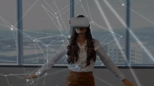 Composite Numérique Une Femme Portant Casque Réalité Virtuelle Tout Méditant — Video