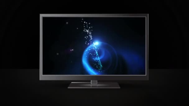 屏幕上有明亮虫洞的电视的数字动画 — 图库视频影像