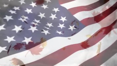 Ön planda sallanan bir Amerikan bayrağı ile düşen bırakış dijital kompozit