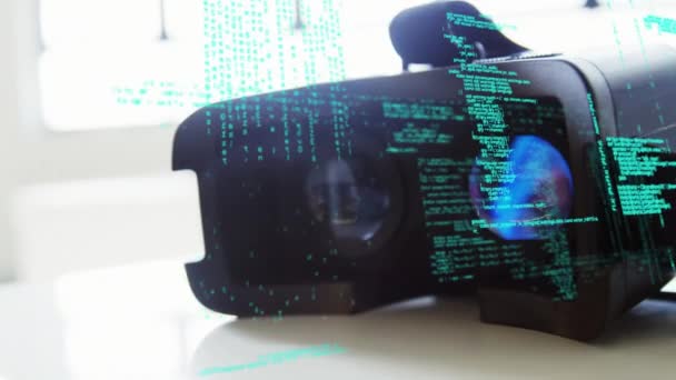 Digitalt Sammansatt Ett Virtual Reality Headset Ett Bord Med Gränssnitts — Stockvideo