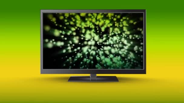 Animación Digital Televisor Pantalla Plana Con Luces Baile Brillantes Pantalla — Vídeo de stock