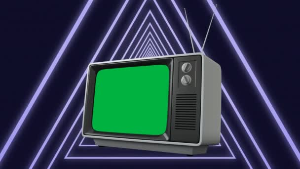 Animação Digital Uma Televisão Com Uma Tela Verde Fundo Com — Vídeo de Stock