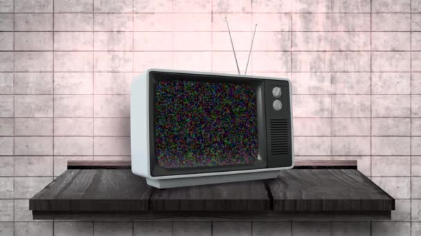 Animazione Digitale Televisore Bancone Parete Con Canale Vuoto Sullo Schermo — Video Stock