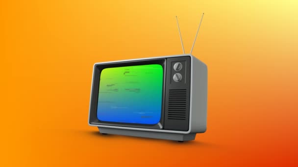 Animação Digital Uma Televisão Com Uma Tela Gradiente Colorida Fundo — Vídeo de Stock