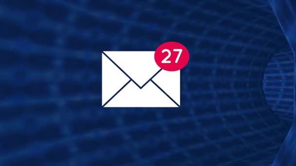 Digitale Animation Eines Mail Icons Mit Zunehmender Anzahl Die Sich — Stockvideo