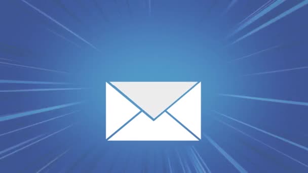 電子メールアイコンが飛び出す白い封筒のデジタルアニメーション — ストック動画