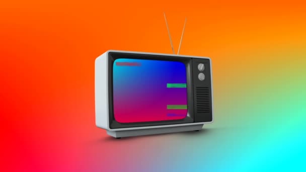 Animação Digital Uma Televisão Com Ruído Pixel Sua Tela Gradiente — Vídeo de Stock