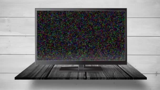 Ψηφιακή Κίνηση Μιας Τηλεόρασης Επίπεδης Οθόνης Κενή Οθόνη Και Θόρυβο — Αρχείο Βίντεο