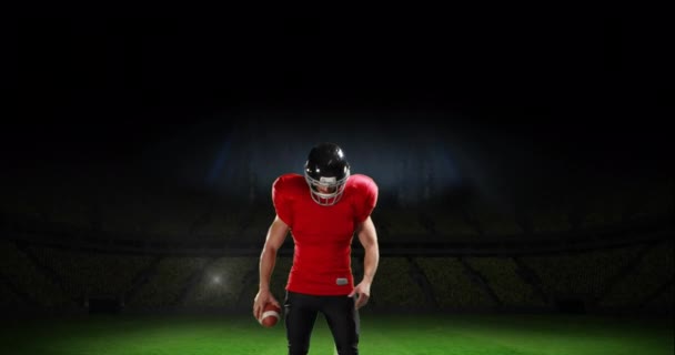 Vooraanzicht Van Een American Football Atleet Overdadige Voor Een Spel — Stockvideo